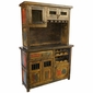 Rustic Painted Wood Wine Bar with Color Accents