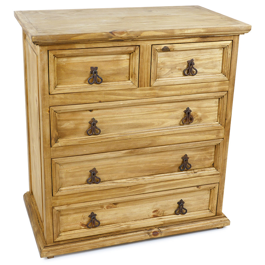 Rustic Pine 5 Drawer DresserMexican Bedroom Furniture