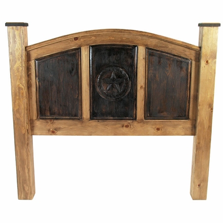 Rustic Pine Carved Texas Lone Star Headboard