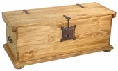 Mexican Rustic Pine Coffee Table Trunk with Iron Latch
