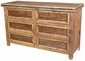 Rustic Pine Dresser with Metal Drawer Panels - 6 Drawers