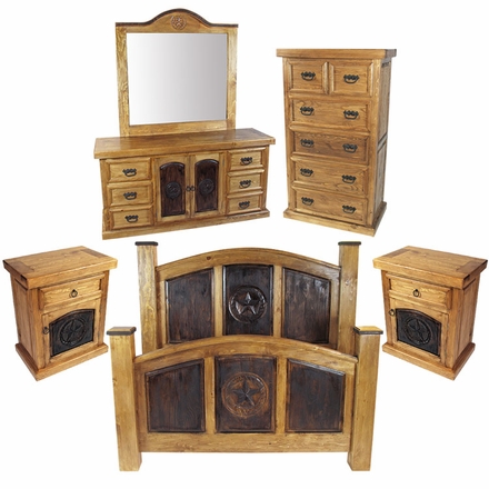Rustic Pine Texas Lone Star 5-Piece Bedroom Set
