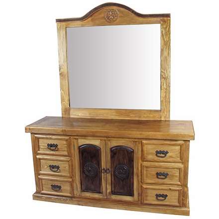 Rustic Pine Texas Lone Star Dressser with Mirror