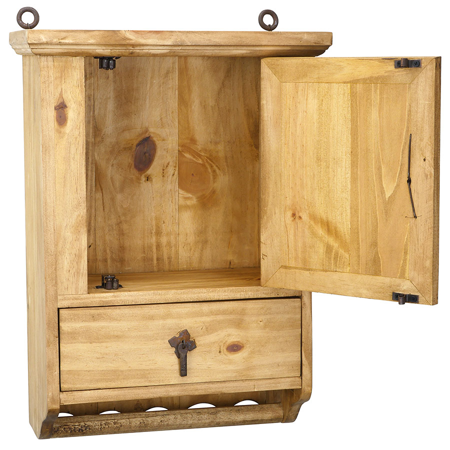 Rustic Pine Wall Mount Medicine 1 Door, 1 Drawer