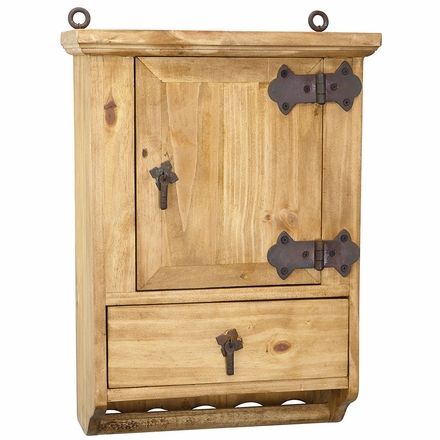 Rustic Pine Wall Mount Medicine Cabinet, 1 Door, 1 Drawer