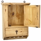 Rustic Pine Wall Mount Medicine Cabinet, 1 Door, 1 Drawer