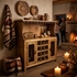 Rustic Pine Wine Hutch with Iron Accents