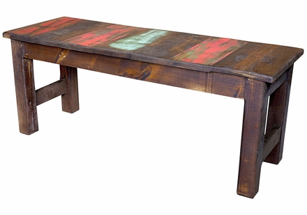 Rustic Reclaimed Wood Bench With Distressed Paint