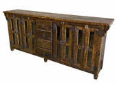 Rustic Reclaimed Wood Buffet with 8 Doors and 4 Drawers