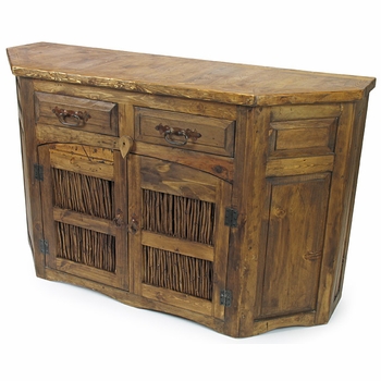 Rustic Reclaimed Wood Sideboard with Twig Doors
