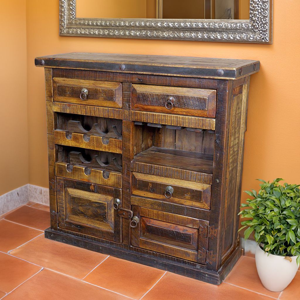 Rustic Reclaimed Wood Wine Cabinet