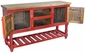 Rustic Red Painted Wood TV Entertainment Console with Lower Slat Shelf