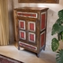 Rustic Red & White Painted Wood Cabinet with 2 Doors and 2 Drawers