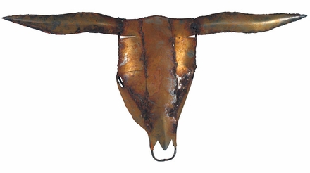 Rustic Steer Skull Sculpture - Metal Wall Art