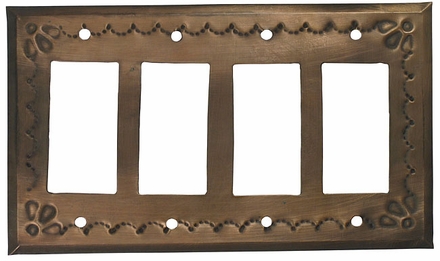 Rustic Tin Quadruple Rocker Switch Cover - Star
