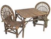 Rustic Twig Patio Set - Table & 4 Chairs - With Bark