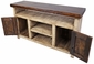 Rustic Whitewashed Painted Wood Entertainment Console with 2 Doors & 3 Shelves
