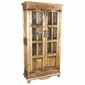 Rustic Wood Armoire with Glass Doors