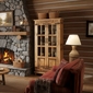 Rustic Wood Armoire with Glass Doors