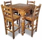 Rustic Wood Bar Height Table with 4 Barstools