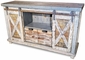 Rustic Wood Barn Door Entertainment Console - White