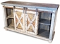 Rustic Wood Barn Door Entertainment Console - White