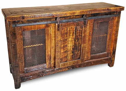 Rustic Wood Barn Door TV Stand