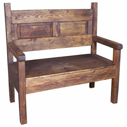 Rustic Wood Bench with Inset Back Panel