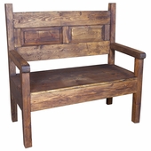 Rustic Wood Bench with Inset Back Panel