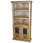 Rustic Wood Book Shelf with Iron Accents