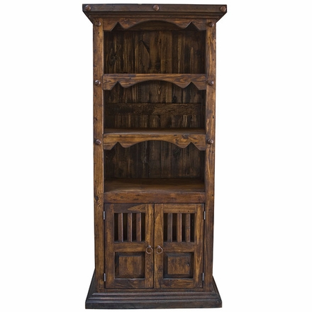 Rustic Wood Bookshelf with Doors