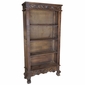 Rustic Wood Bookshelf with Ornate Carvings