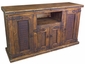 Rustic Wood Buffet with 4 Iron Door Panels