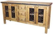 Rustic Wood Buffet with Iron Accents - 4 Doors - 3 Drawers