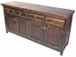 Rustic Wood Buffet with Iron Band and Hammered Iron Door Panels