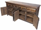 Rustic Wood Buffet with Iron Band and Hammered Iron Door Panels