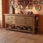 Rustic Wood Buffet with Open Shelf - 4 Drawers