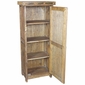 Rustic Wood Cabinet with Metal Panels and Iron Band