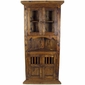 Rustic Wood Corner Cabinet with Glass Doors