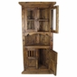 Rustic Wood Corner Cabinet with Glass Doors