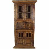 Rustic Wood Corner Cabinet with Glass Doors