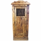 Rustic Wood Corner Cabinet with Iron Bars