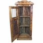Rustic Wood Corner Cabinet with Iron Bars
