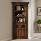 Rustic Wood Corner Cabinet with Shelves