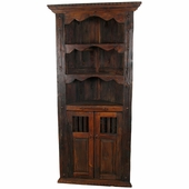 Rustic Wood Corner Cabinet with Shelves