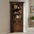 Rustic Wood Corner Cabinet with Shelves