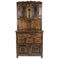 Rustic Wood Corner Cabinet with Top Glass Doors and 5 Drawers