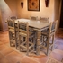 Rustic Wood Counter Height Dining Table Set with 6 Bar Stools