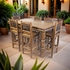 Rustic Wood Counter Height Dining Table Set with 6 Bar Stools
