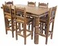 Rustic Wood Counter Height Dining Table Set with 6 Bar Stools